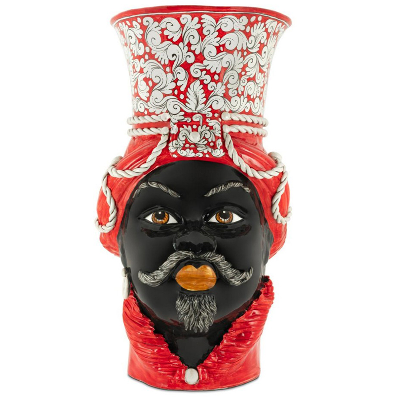 Ваза Vase Moro Man Giant Ornate Красный Черный Ваза Vase Moro Man Giant Ornate Красный Черный в Барнауле | Loft Concept