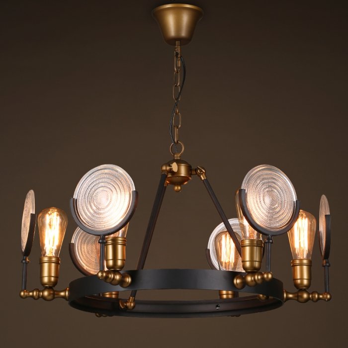 Люстра GASLIGHT LENS Chandelier 6 Черный Люстра GASLIGHT LENS Chandelier 6 Черный в Барнауле | Loft Concept