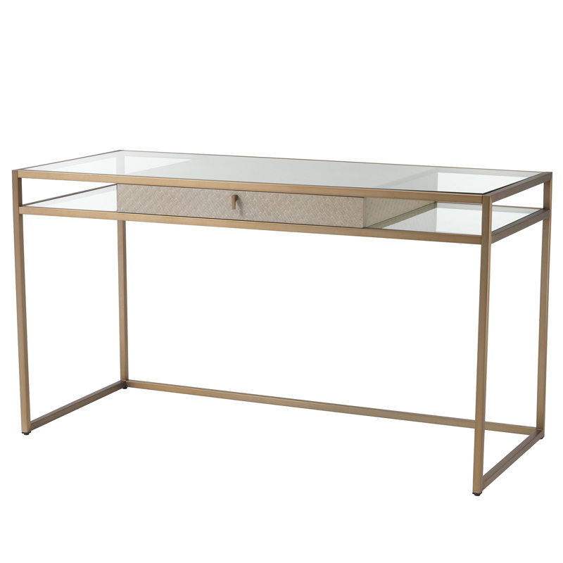 Рабочий стол Eichholtz Desk Napa Valley oak Матовая латунь Бежевый Прозрачный Рабочий стол Eichholtz Desk Napa Valley oak Матовая латунь Бежевый Прозрачный в Барнауле | Loft Concept