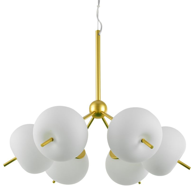 Люстра White ball brass Louise 6 Белое матовое стекло Латунь в Барнауле | Loft Concept 