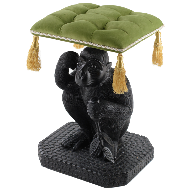 Табурет Stool Monkey ручная работа Черный Зеленый Табурет Stool Monkey ручная работа Черный Зеленый в Барнауле | Loft Concept