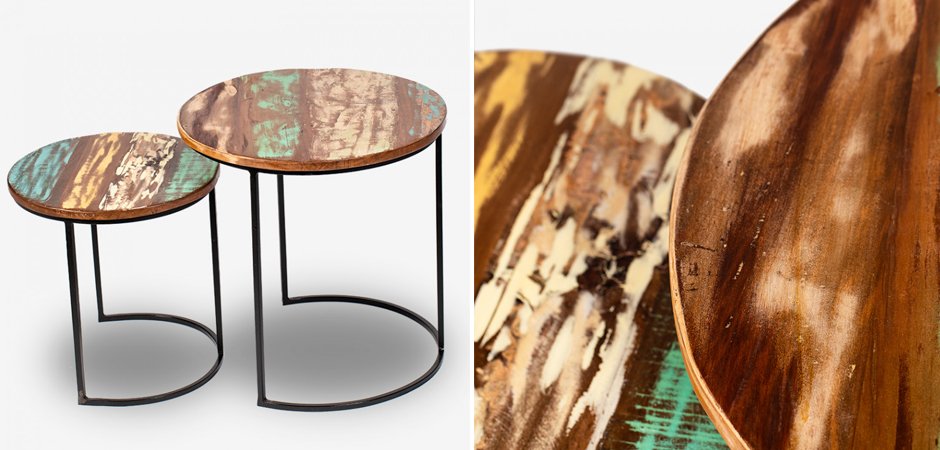 Набор приставных столиков Antique Wood Side Table Набор приставных столиков Antique Wood Side Table - Loft-Concept в Барнауле