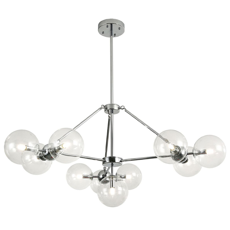 Люстра Modo Chandelier Chrome 10 Хром Прозрачное Стекло Люстра Modo Chandelier Chrome 10 Хром Прозрачное Стекло в Барнауле | Loft Concept