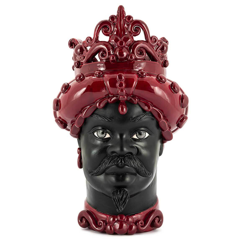 Ваза VASE MORO MAN MED. MAT H45 burgundy Черный Бургундский красный в Барнауле | Loft Concept 