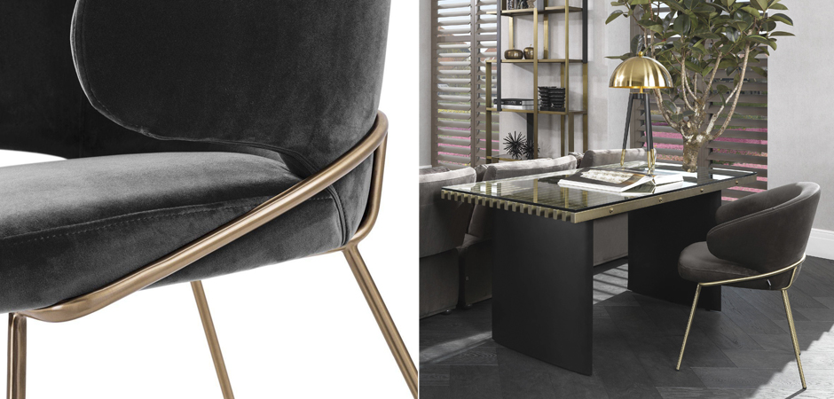 Стул Eichholtz Dining Chair Kinley dark grey Стул Eichholtz Dining Chair Kinley dark grey - Loft-Concept в Барнауле