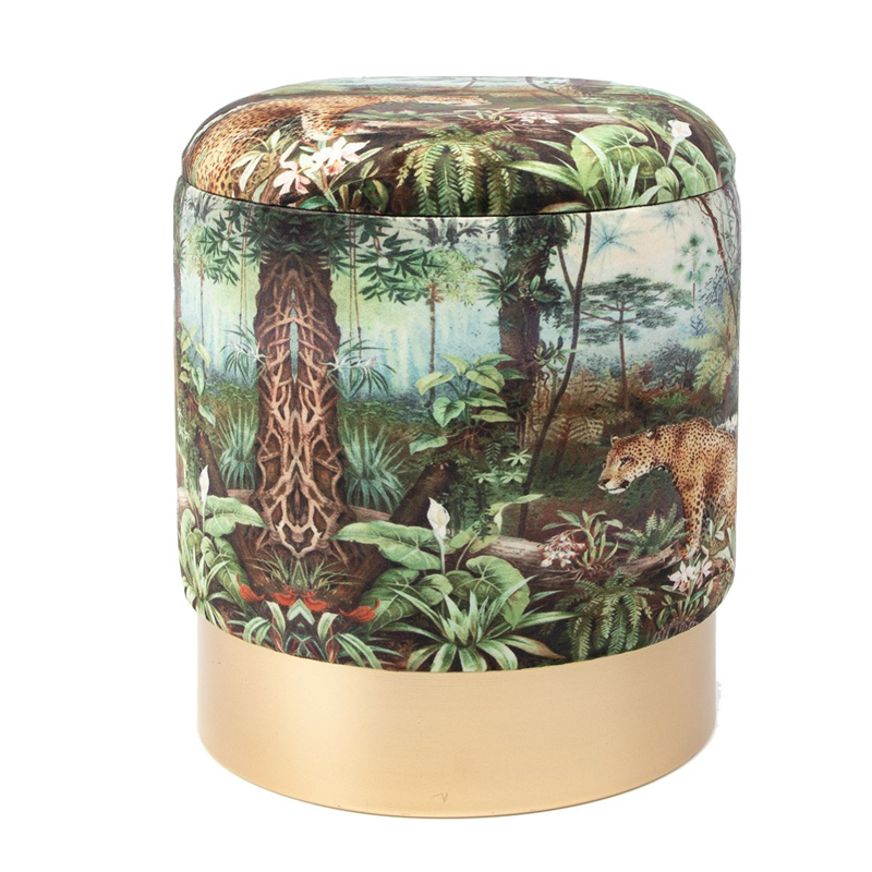 Пуф PUF Jungle Print lynx small Мульти Золотой в Барнауле | Loft Concept 