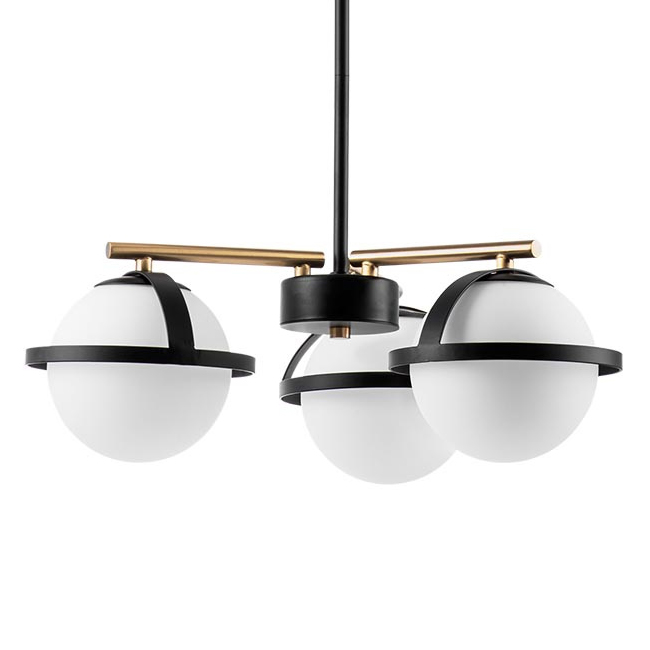 Люстра Balls in Cap Chandelier 3 Черный Белый Латунь Люстра Balls in Cap Chandelier 3 Черный Белый Латунь в Барнауле | Loft Concept