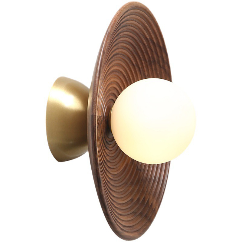Бра Noya Wooden Wall Lamp Белый Коричневый Латунь сатинированная Бра Noya Wooden Wall Lamp Белый Коричневый Латунь сатинированная в Барнауле | Loft Concept