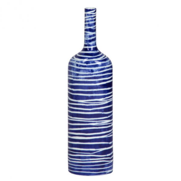Ваза blue & white ornament Striped Bottle Синий Белый Ваза blue & white ornament Striped Bottle Синий Белый в Барнауле | Loft Concept