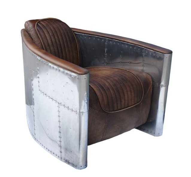 Кресло Aviator Tomcat chair Белый Коричневый Кресло Aviator Tomcat chair Белый Коричневый в Барнауле | Loft Concept