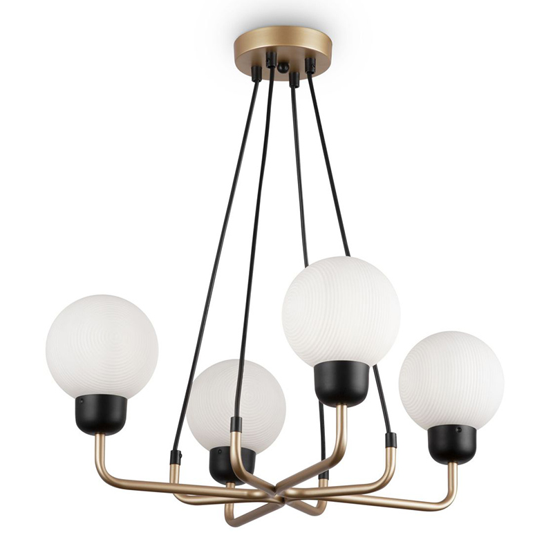 Люстра Andresa Chandelier 4 Balls Золотой Белое матовое стекло Люстра Andresa Chandelier 4 Balls Золотой Белое матовое стекло в Барнауле | Loft Concept