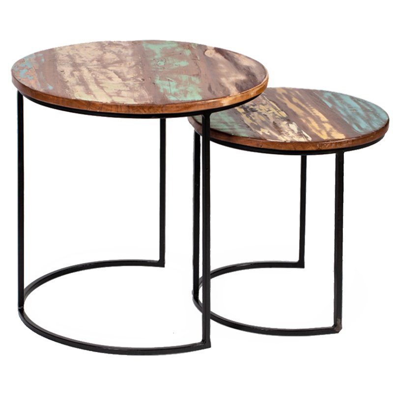 Набор приставных столиков Antique Wood Side Table Коричневый винтаж Черный Набор приставных столиков Antique Wood Side Table Коричневый винтаж Черный в Барнауле | Loft Concept