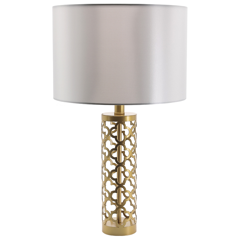 Настольная лампа Arabesque Quatrefoil Drum Table Lamp Золотой Серый Настольная лампа Arabesque Quatrefoil Drum Table Lamp Золотой Серый в Барнауле | Loft Concept