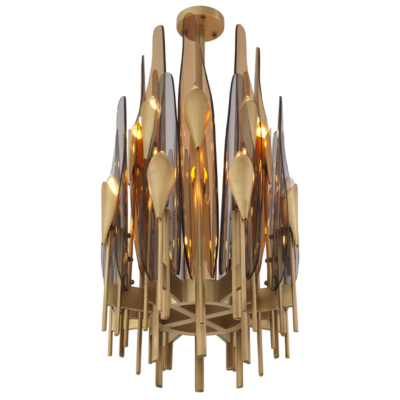 Люстра Eichholtz Chandelier Sky Vertical Латунь Стекло Смок Янтарный Люстра Eichholtz Chandelier Sky Vertical Латунь Стекло Смок Янтарный в Барнауле | Loft Concept