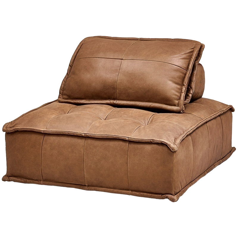 Модульное коричневое кожаное кресло Caron Leather Armchair Коричневый в Барнауле | Loft Concept 