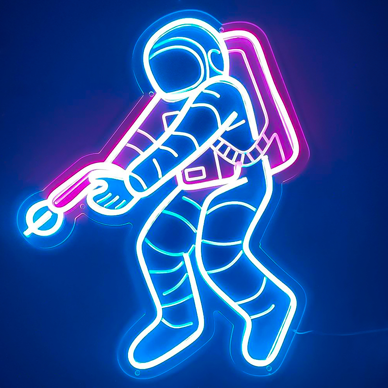 Неоновая настенная лампа Astronaut Neon Wall Lamp Синий Лиловый Неоновая настенная лампа Astronaut Neon Wall Lamp Синий Лиловый в Барнауле | Loft Concept