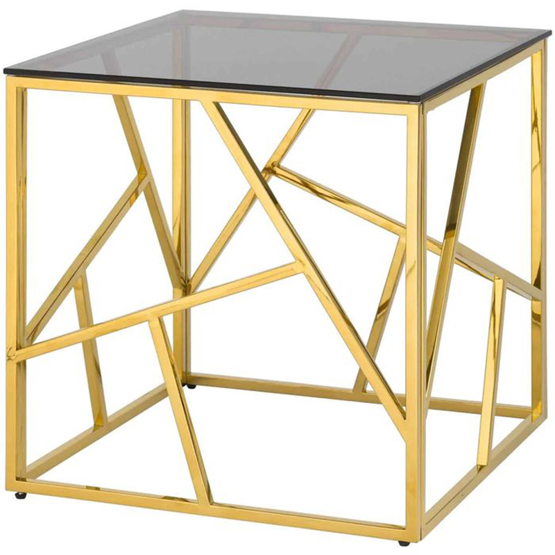 Стол приставной Geometry Serene Phoenix Gold Золотой Стекло Смок в Барнауле | Loft Concept 