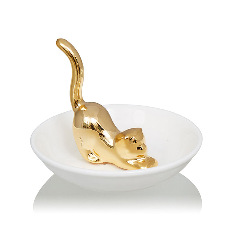 Блюдо Decorative Dish Cat Белый Глянцевое золото Блюдо Decorative Dish Cat Белый Глянцевое золото в Барнауле | Loft Concept