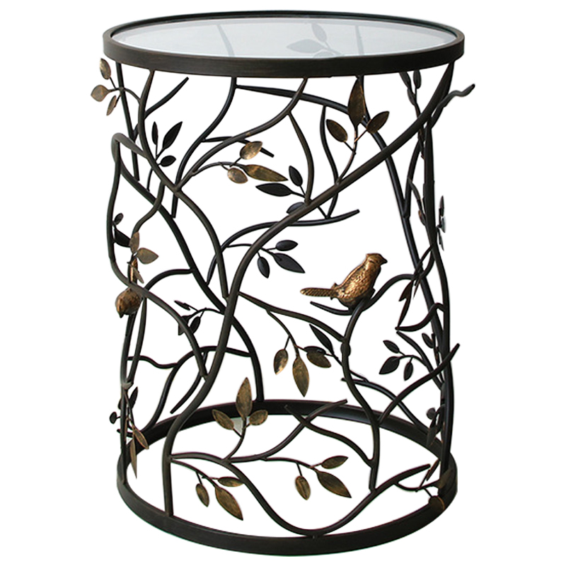 Приставной стол Ruairi Metal Leaves Side Table Черный Золотой Прозрачное Стекло Приставной стол Ruairi Metal Leaves Side Table Черный Золотой Прозрачное Стекло в Барнауле | Loft Concept