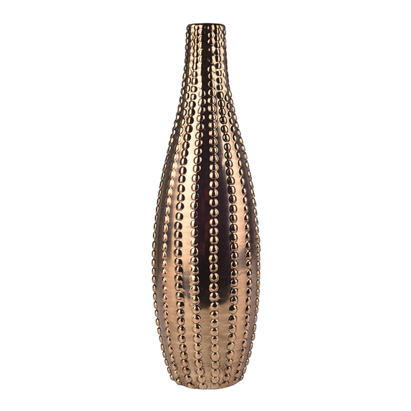 Ваза Ribbed Vase Narrow Throat bronze-gold 34 Ваза Ribbed Vase Narrow Throat bronze-gold 34 в Барнауле | Loft Concept