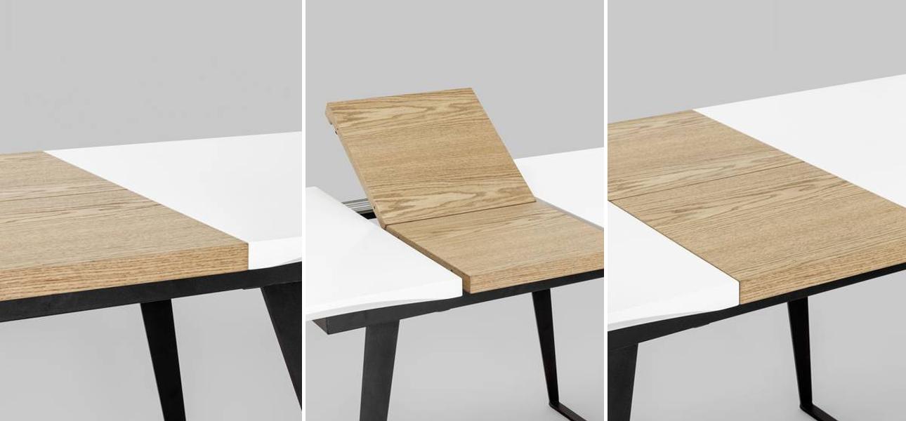 Стол обеденный раздвижной Magali ширина 120 белая столешница - фото №1