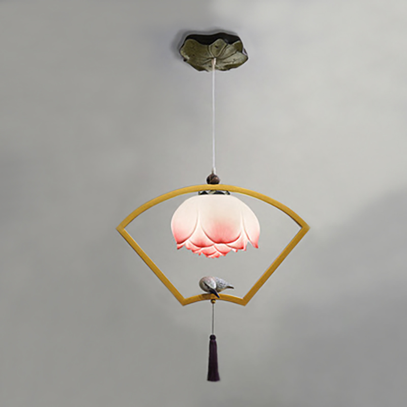 Подвесной светильник Bird with Tassel Fan Латунь Голубой Белый Розовый пастельный Подвесной светильник Bird with Tassel Fan Латунь Голубой Белый Розовый пастельный в Барнауле | Loft Concept