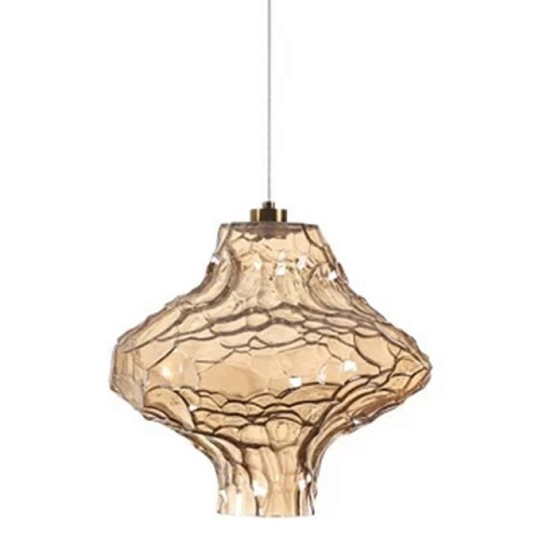 Подвесной светильник с плафоном из фактурного светло-янтарного стекла Light Ensemble Янтарный Бронза в Барнауле | Loft Concept 