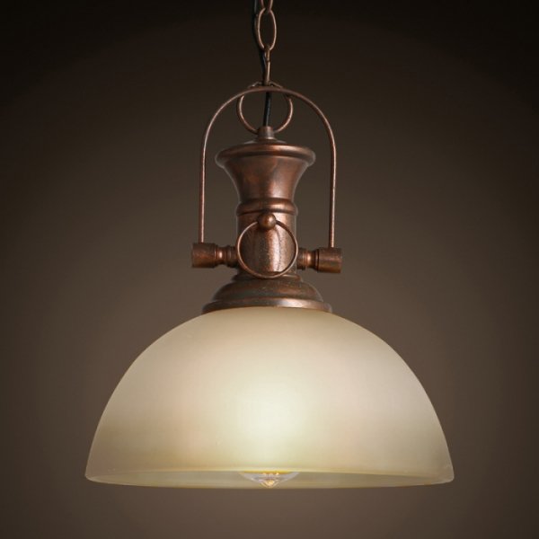 Люстра Old Copper Pendant Glass Белый Медь Люстра Old Copper Pendant Glass Белый Медь в Барнауле | Loft Concept