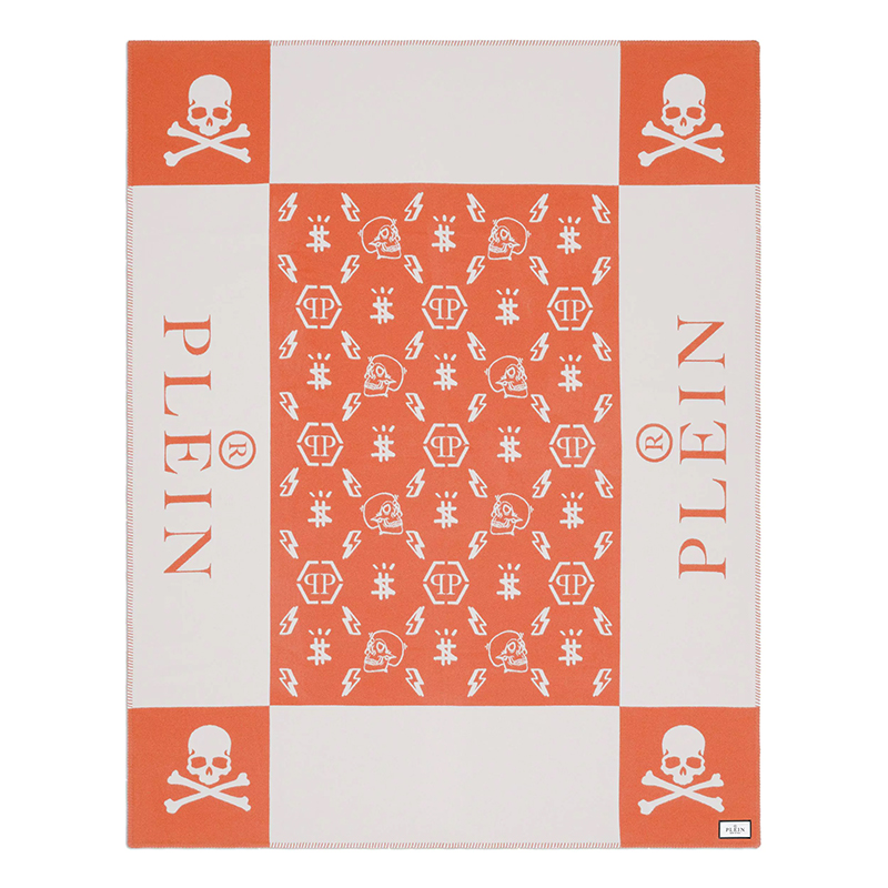Плед Philipp Plein Plaid Cashmere Skull Orange Оранжевый Белый Плед Philipp Plein Plaid Cashmere Skull Orange Оранжевый Белый в Барнауле | Loft Concept