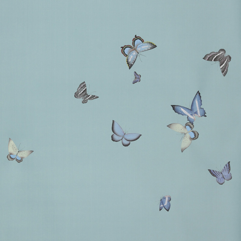 Обои ручная роспись Butterflies Special Colourway on Duck Egg dyed silk  в Барнауле | Loft Concept 