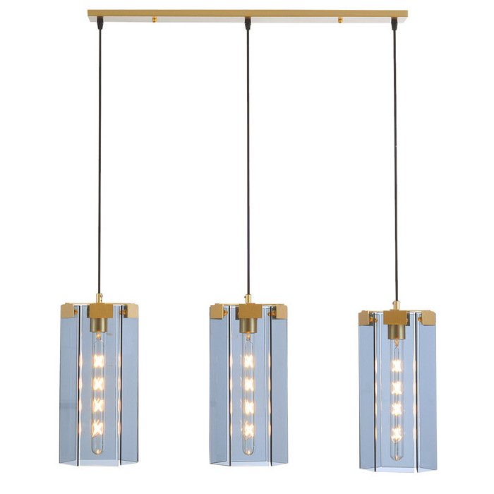 Люстра Rectangle Gray Glass Pendant Lamp 3 Золотой Прозрачное Стекло Люстра Rectangle Gray Glass Pendant Lamp 3 Золотой Прозрачное Стекло в Барнауле | Loft Concept