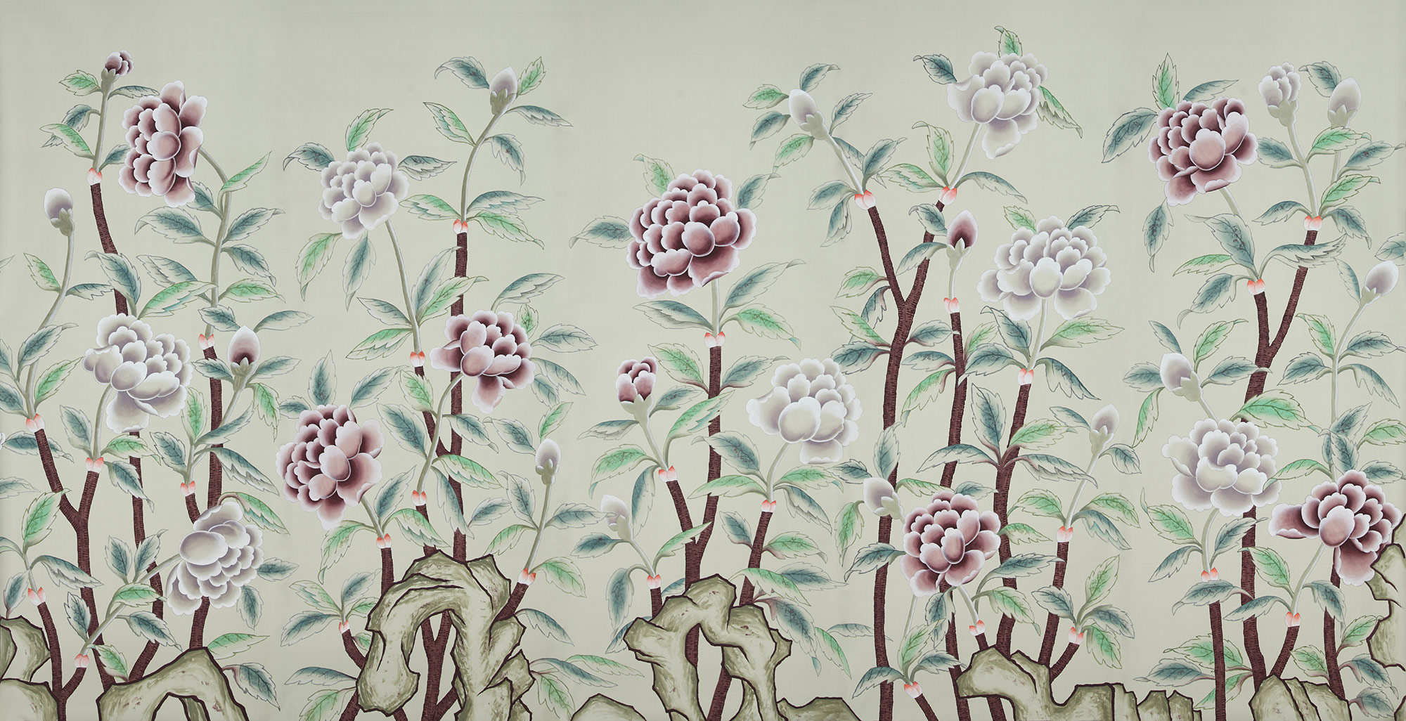 Обои ручная роспись Korean Peony Special Colourway on Icefield dyed silk Обои ручная роспись Korean Peony Special Colourway on Icefield dyed silk - постер Loft-Concept в Барнауле