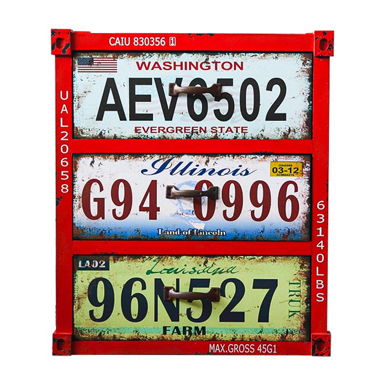 Тумба Car Plate Numbers Красный Мульти Тумба Car Plate Numbers Красный Мульти в Барнауле | Loft Concept