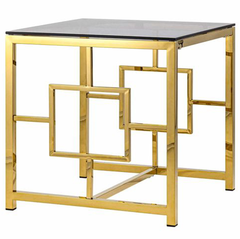 Стол приставной Milan Tables Gold Золотой Стекло Смок Стол приставной Milan Tables Gold Золотой Стекло Смок в Барнауле | Loft Concept