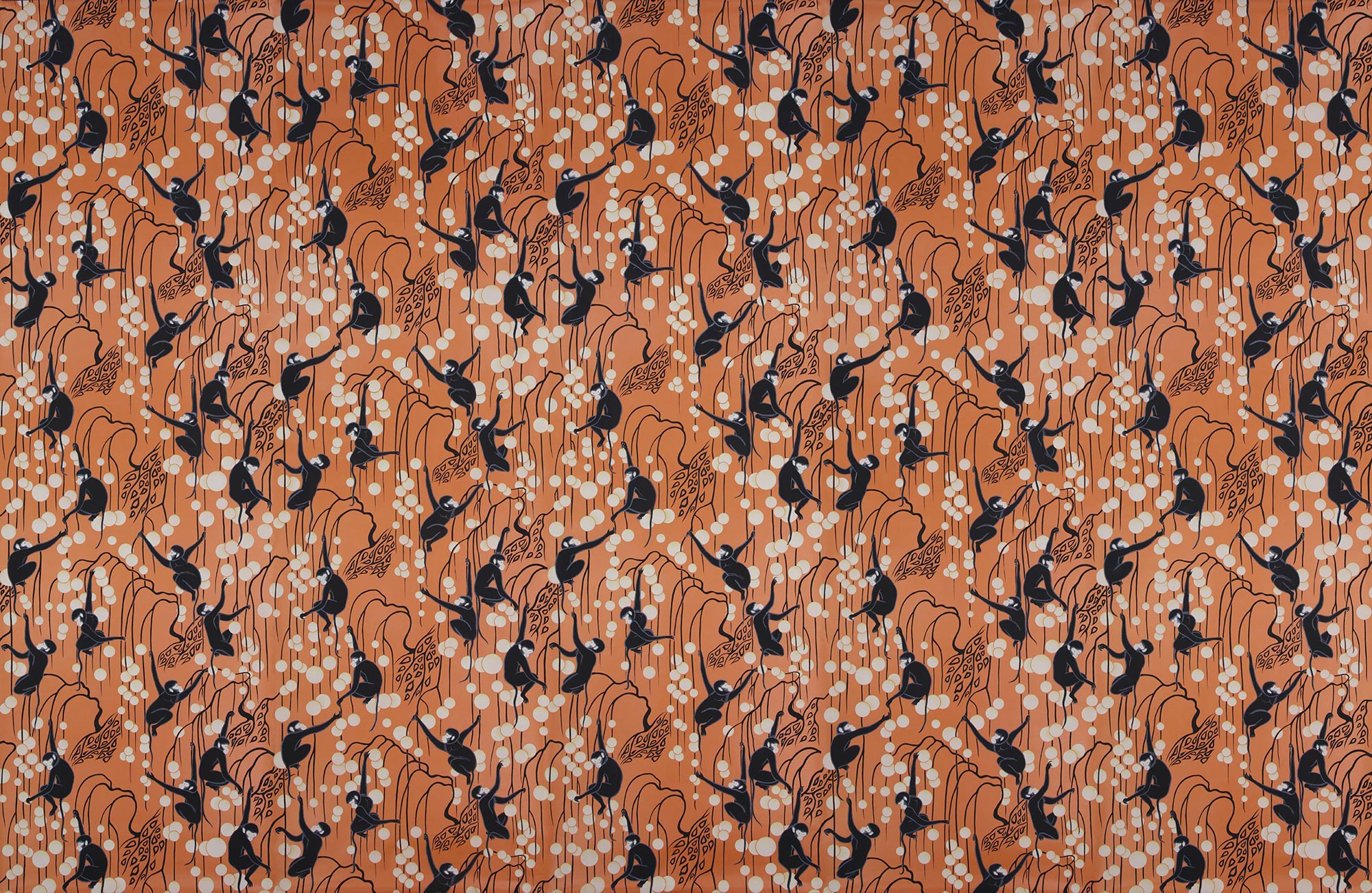 Обои ручная роспись Deco Monkeys Terracotta on dyed paper Обои ручная роспись Deco Monkeys Terracotta on dyed paper - постер Loft-Concept в Барнауле