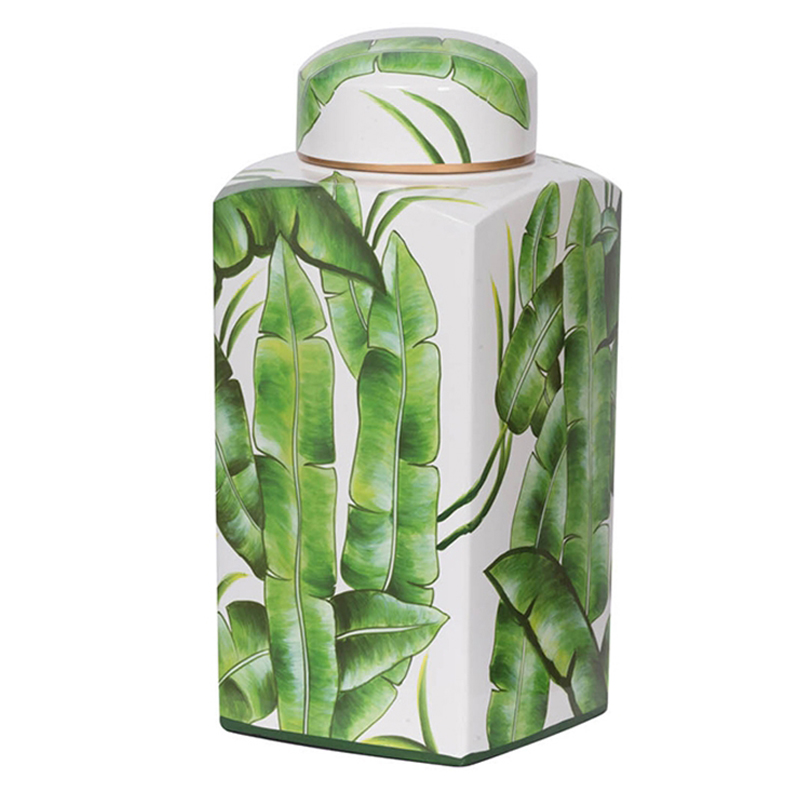 Ваза Vase Green Leaves 36 Зеленый Белый Ваза Vase Green Leaves 36 Зеленый Белый в Барнауле | Loft Concept