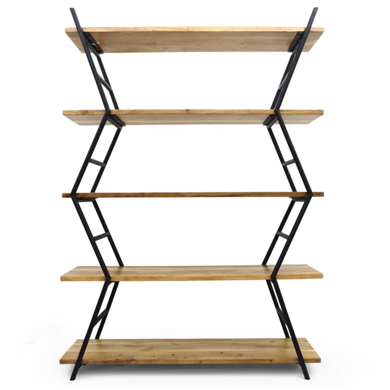 Стеллаж Industrial Zigzag Light Wood Коричневый Черный Стеллаж Industrial Zigzag Light Wood Коричневый Черный в Барнауле | Loft Concept