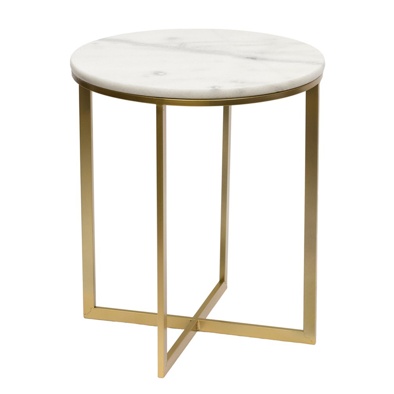 Приставной стол Round Table Marble white Золотой Белый Мрамор Bianco Приставной стол Round Table Marble white Золотой Белый Мрамор Bianco в Барнауле | Loft Concept