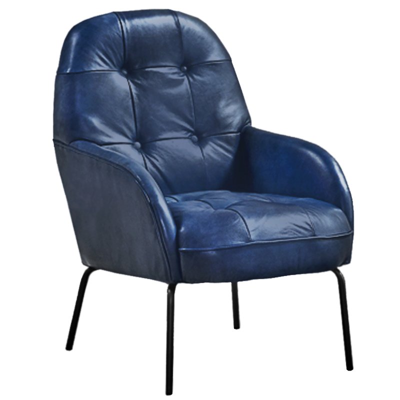 Кресло SHAPKIN LEATHER ARM CHAIR BLUE Синий Черный Кресло SHAPKIN LEATHER ARM CHAIR BLUE Синий Черный в Барнауле | Loft Concept