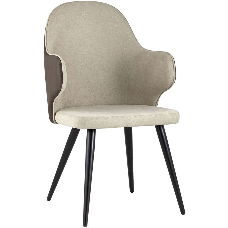 Стул Miruna Fabric and Leather Chair с Подлокотником Бежевый Коричневый Черный Стул Miruna Fabric and Leather Chair с Подлокотником Бежевый Коричневый Черный в Барнауле | Loft Concept
