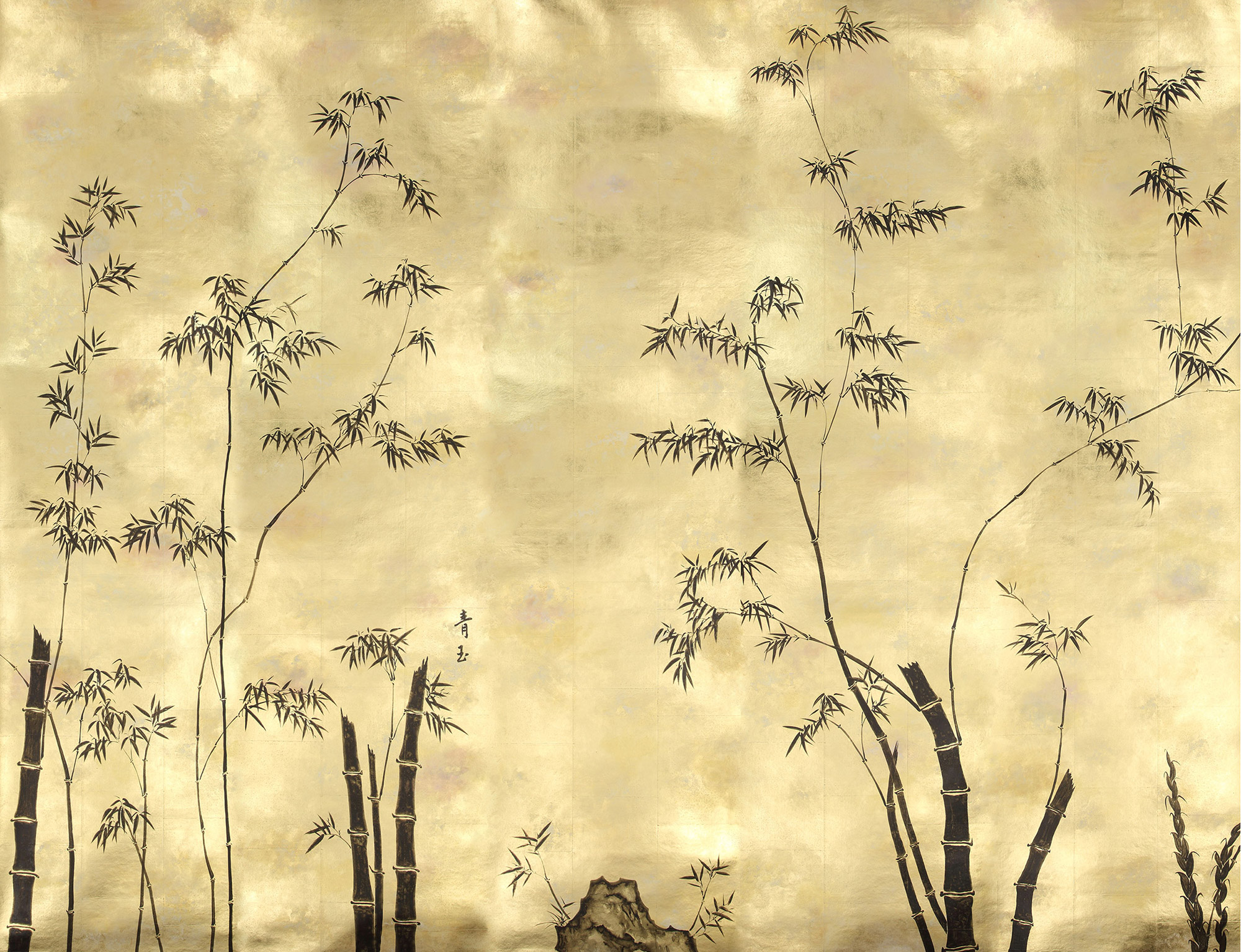 Обои ручная роспись Bamboo Quicksilver on Warm Gold gilded tea paper Обои ручная роспись Bamboo Quicksilver on Warm Gold gilded tea paper - постер Loft-Concept в Барнауле