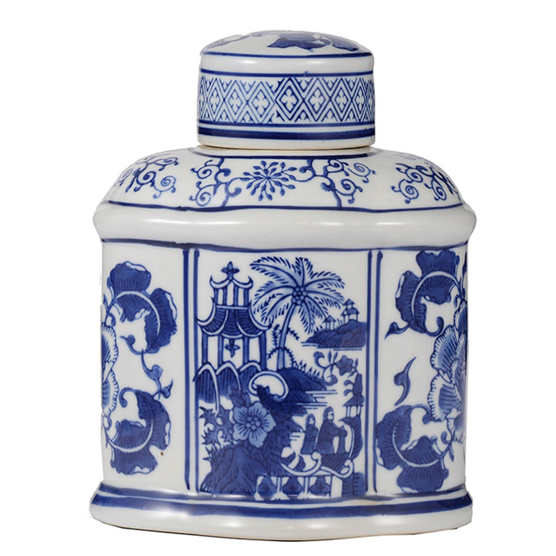 Ваза с крышкой Oriental Pattern Vase Синий Белый Ваза с крышкой Oriental Pattern Vase Синий Белый в Барнауле | Loft Concept