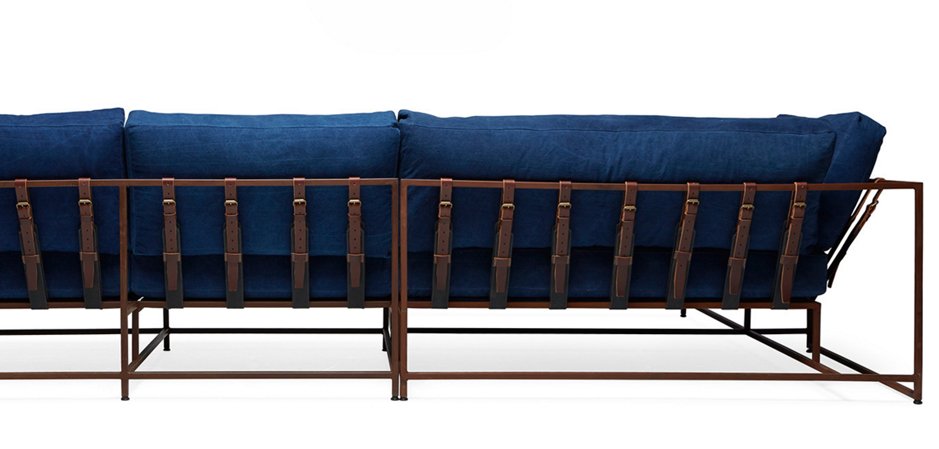 Угловой диван Indigo Denim and copper Sectional sofa Угловой диван Indigo Denim and copper Sectional sofa - Loft-Concept в Барнауле