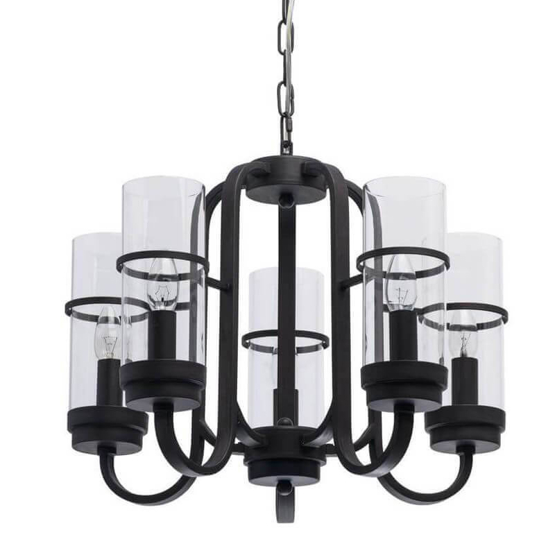 Люстра Glass Beaker lamps 5 Черный матовый Прозрачное Стекло Люстра Glass Beaker lamps 5 Черный матовый Прозрачное Стекло в Барнауле | Loft Concept