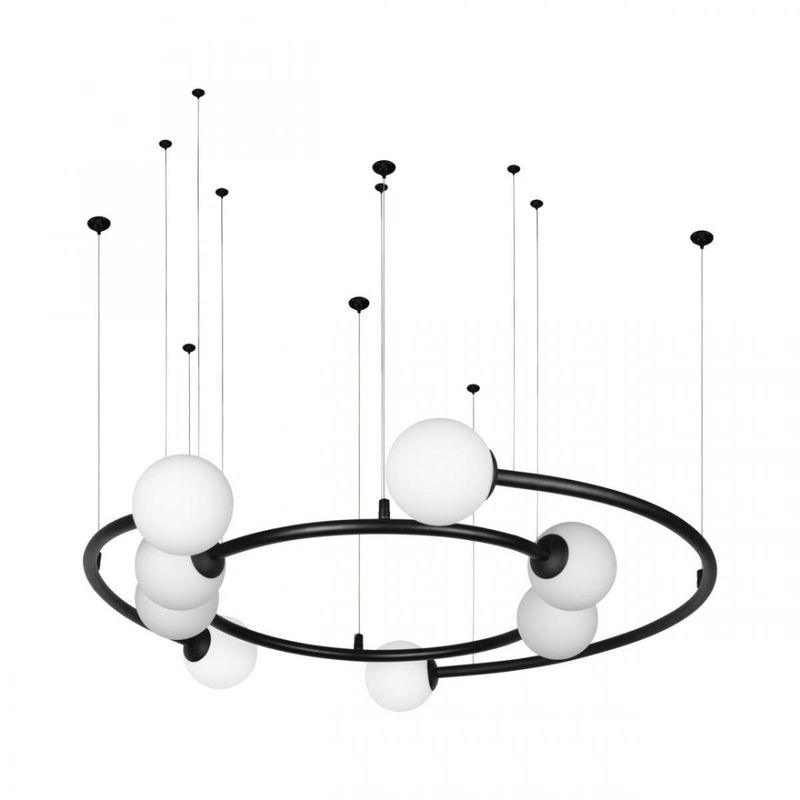 Дизайнерская Модульная Люстра PLANETARY two rings Black 80 см Белый Черный в Барнауле | Loft Concept 