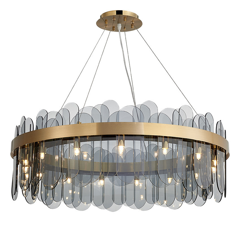 Люстра Blount Chandelier Smokey Латунь Стекло Смок в Барнауле | Loft Concept 