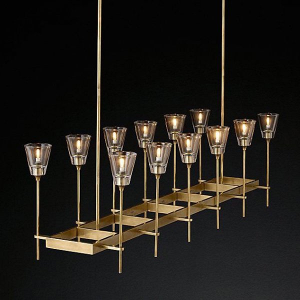 Люстра RH TORCHE DE VERRE Linear Chandelier 12 Латунь в Барнауле | Loft Concept 
