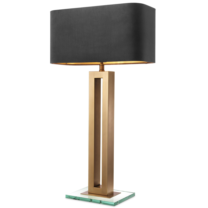 Настольная лампа Eichholtz Table Lamp Cadogan Латунь Античная полированная Прозрачный Черный в Барнауле | Loft Concept 