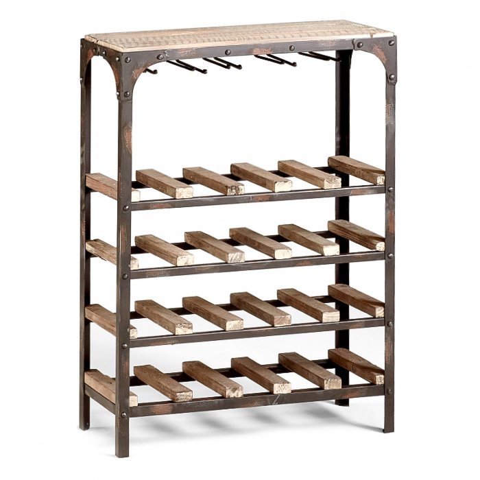 Стеллаж Industrial Metal Rust Console Wine Rack Стеллаж Industrial Metal Rust Console Wine Rack в Барнауле | Loft Concept