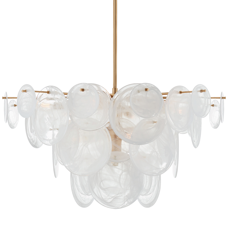 Люстра Disk Textured Glass Chandelier Золотой Белое матовое стекло Люстра Disk Textured Glass Chandelier Золотой Белое матовое стекло в Барнауле | Loft Concept